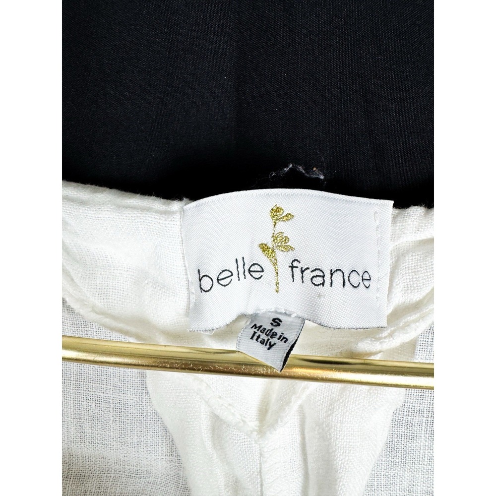 Belle France Shirt Sz S White Linen Button Front Italy Coastal Minimal Lagenlook - Picture 3 of 6